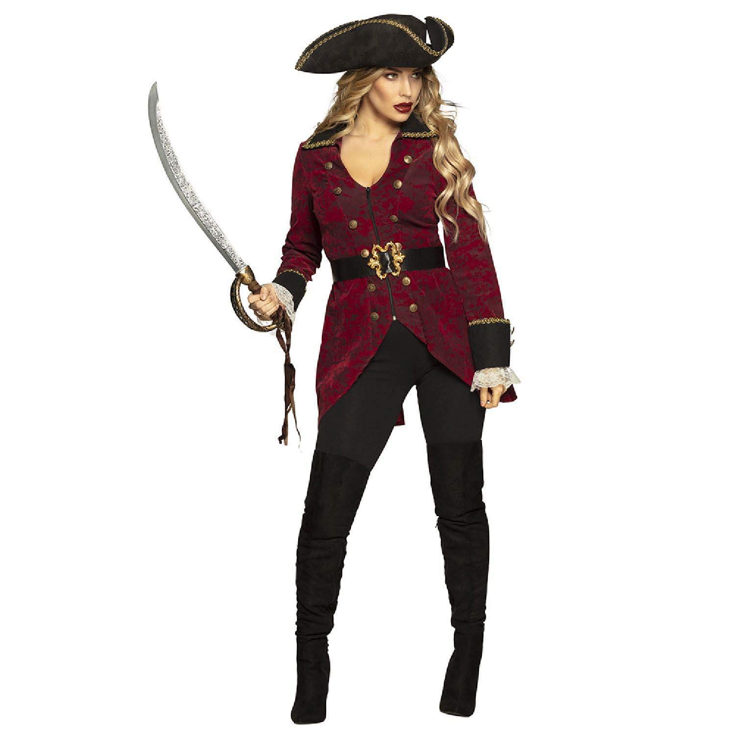 Boland 83770 - Kostüm Piratin Hurricane, Mantel, Hut und Gürtel, für Damen, Seefahrer, Seeräuber, Verkleidung, Karneval, Mottoparty