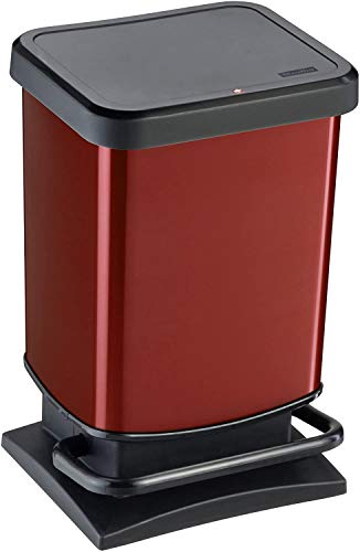 Rotho Paso Mülleimer 20 l mit geruchdichtem Deckel, Kunststoff (PP), rot metallic, 20 Liter (29,3 x 26,6 x 45,7 cm)