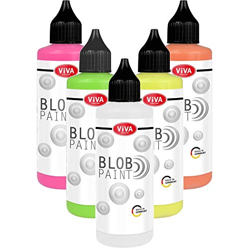 Viva Decor Blob Paint Set (Space Glow, 90 ml) - gebrauchsfertiges Farben Set für Blob Painting Dot Painting Art - Dotting Tool für Leinwand, Mandala