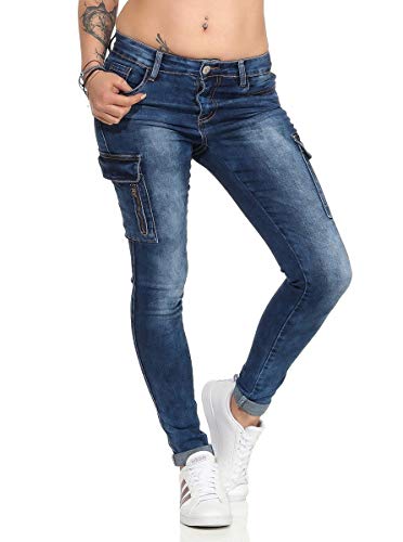 OSAB-Fashion 5254 Damen Jeans Röhre Baggy Hose Boyfriend Style Jogg Pants Cargo Slimfit