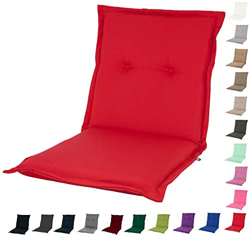 KOPU® Niedriglehner Auflage Prisma Red | Auflagen für Gartenstühle | Rot Garten Kissen 100 x 50 cm | 19 Einfache Farben | Robuster Schaumstoff für zusätzlichen Komfort