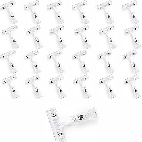 LANGING 25Pcs Plastic Rotatable Sign Clips Display Tag Clip Holder Stand Merchandise Advertising DIY Clear Clamps for Crafts Photos