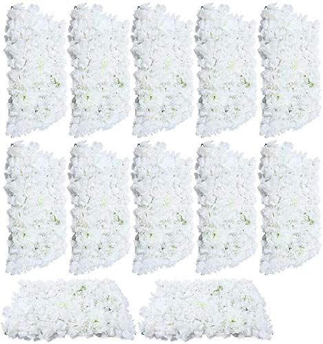 DiLiBee 12X künstliche Blumenwand, weiße künstliche Seidenblumenwand, Haupthochzeitsstraßendekor