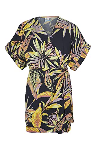 O'Neill Damen Oliana Wrap Dress Lässiges Kleid, 39033 Black Tropical Flower, S-M