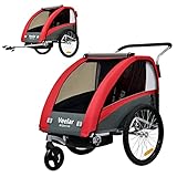 Veelar Sports 2 in 1 Kinderanhänger Fahrradanhänger Anhänger mit Buggy Set + Federung BT603 (ROT)