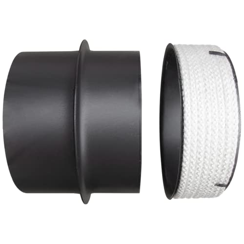 KRATKI Rohrverbinder Adapter für sichere Verbindung zwischen Keramikkamin und Rohr aus 2 mm dickem schwarzem Stahlblech Abgasrohr-Reduzierstück fi von 180 auf 200 mm