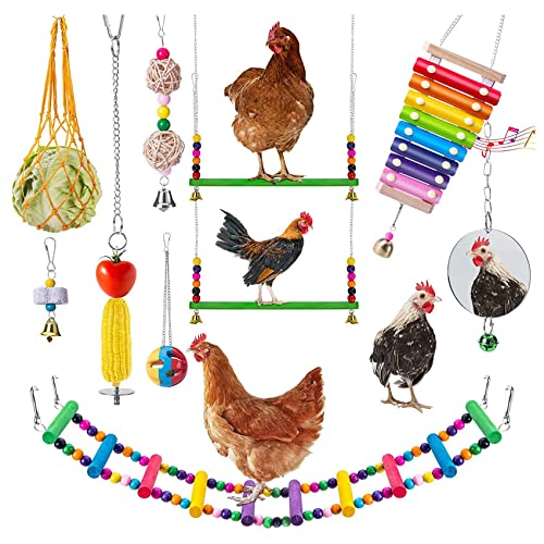 Acfthepiey for Hens Chicken Xylophon Toy Chicken Bridge Swing Toys Chicken Pecking Toys Chicken Mirror Toys