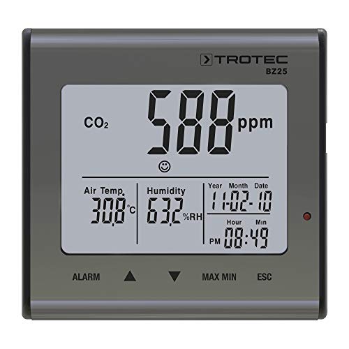 TROTEC BZ25 CO2-Luftqualitätsmonitor Ideal für Büro Schule Kindergarten Raumluft Raumtemperatur Luftfeuchtigkeit