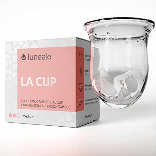 Luneale – La Cup, verbesserte Version – Menstruationstasse ohne Stiel, ergonomisches Design – hergestellt in Frankreich – erhältlich in 3 Größen (M – mittel/stark)
