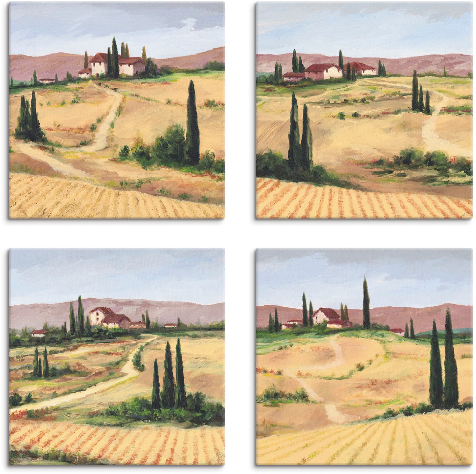 Artland Leinwandbild "Die toskanische Landschaften", Europa, (4 St.)