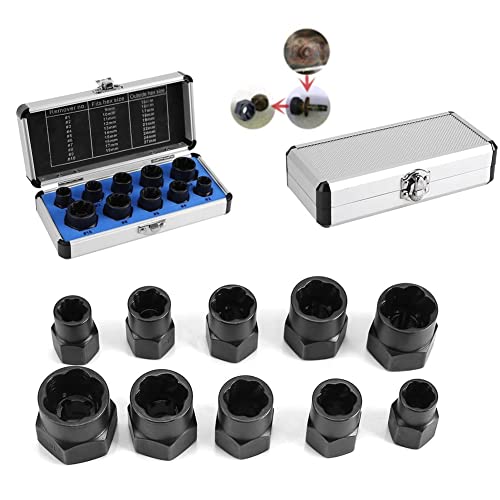10 Stück Mutternausdreher Sets Schraube und Mutter Entferner Steckschlüssel Extractor Threading Kit Werkzeuge