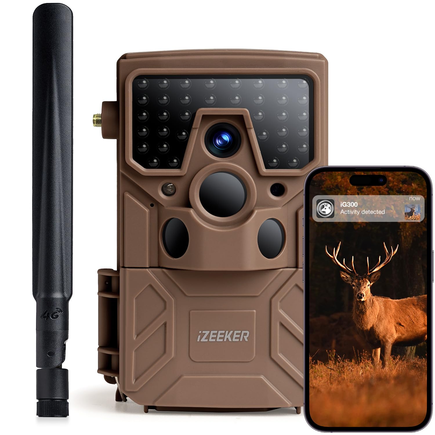 iZEEKER 4G LTE Wildkamera, 2K 14MP mit 940nm Unsichtbaren LEDs, Echtzeit-Benachrichtigung, 120° Weitwinkel, 0.1s Auslösezeit mit SIM-Karte & 32 GB SD-Karte für die Überwachung der Tierwelt