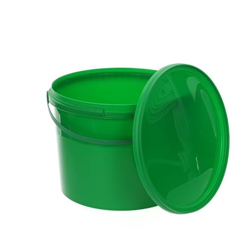 BenBow Eimer mit Deckel 10l grün 10x 10 Liter - lebensmittelecht, stabil, luftdicht, auslaufsicher, geruchsneutral - Aufbewahrungsbehälter aus Kunststoff, mit Henkel - leer