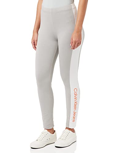 Calvin Klein Damen Farbblockierende Leggings, Mercury Grey/Bright White, S