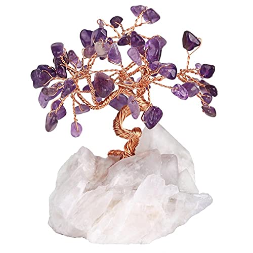 Natürliche Kristallbaum rohen Steinquarz Cluster Basis Bonsai Figur Ornamente für Reichtum und Glück Home Office Dekor-Amethyst