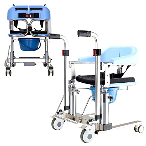 Patientenlift Rollstuhl, Dual Hydraulischer tragbarer Transferheber mit 180° geteiltem Sitz und Bettpfanne, Badezimmer-Rollstühle, tragbare Patientenlifthilfe für Zuhause