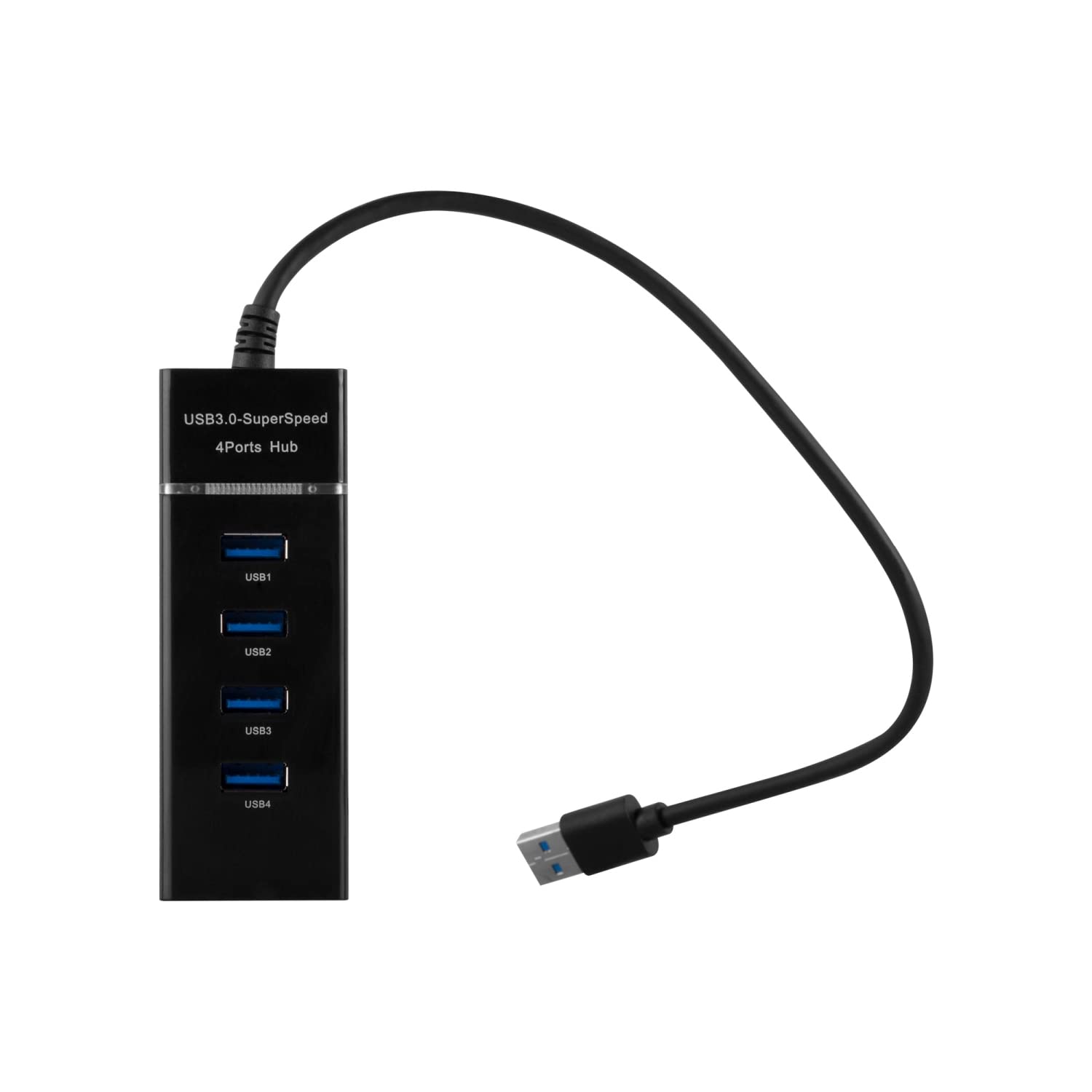 Cadorabo 4-Port USB 3.0 Multischnittstelle USB Hub Plug & Play mit USB Stecker, Buchse und Power Supply für Geräte mit USB Ladeanschluss - Adapter Port Schnittstelle Anschluss SCHWARZ