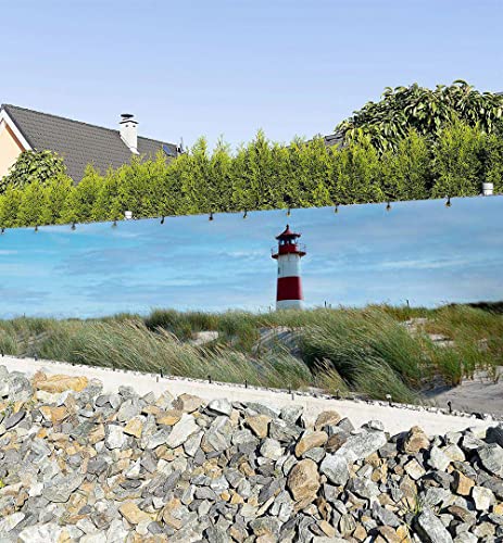 MyMaxxi Zaunbanner Sichtschutz - Leuchtturm am Nordsee - Abdeckung für Terrasse Zaun - Windschutz Sonnenschutz Blickdicht - Zaunverkleidung wetterfest Sichtschutz Zaun - Verkleidung -