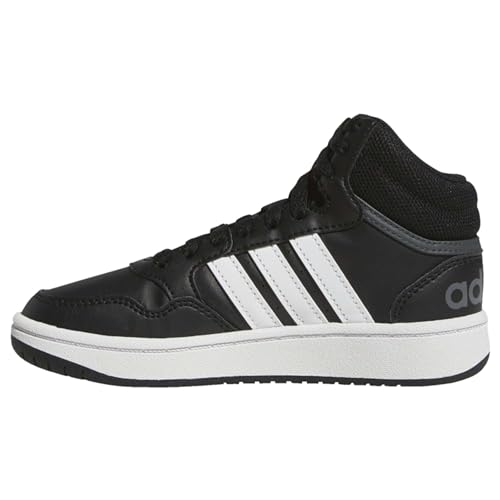 adidas Hoops Mid 3.0 Basketball Shoe, Core Black/Cloud White/Grey, 38 EU
