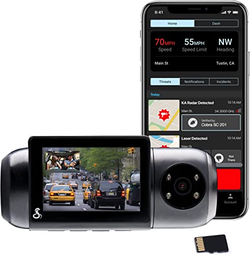 Cobra Smart Dashcam Autokamera mit Innenkamera - Full HD 1080P Auflösung, integriertes WiFi & GPS, 16GB SD-Karte, 2" Display, gemeinsame Warnungen, Unfallberichte, Notfall MayDay, Drive Smarter App