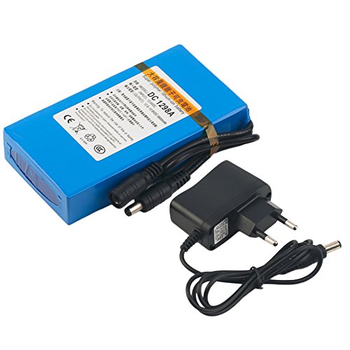 Hochwertiger, tragbarer, wiederaufladbarer Lithium-Ionen-Akku DC 12 V, 9800 mAh, DC1298A mit Netzstecker