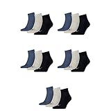 PUMA 15 Paar Unisex Quarter Socken Sneaker Gr. 35-49 für Damen Herren Füßlinge, Farbe:532 - navy/grey/nightshadow b, Socken & Strümpfe:39-42