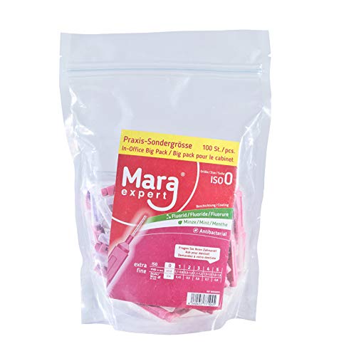 Interdentalbürste Pink - MARA EXPERT | 0,4mm ISO 0 extra fein |100 Interdentalbürsten | 16% EXTRA | Bürsten für Zahnzwischenräume | Mit Minz Geschmack - Chlorhexidin - Fluorid