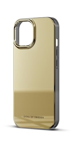 IDEAL OF SWEDEN Durchsichtige Handyhülle mit erhöhten Kanten und Nicht vergilbenden Materialien, fallgetesteter Schutz mit Spiegel Finish, kompatibel mit iPhone 15 (Gold Mirror)