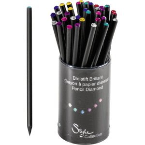 Brunnen 36 x Bleistift Brillant schwarz mit Strassteinen farbig Sortiert