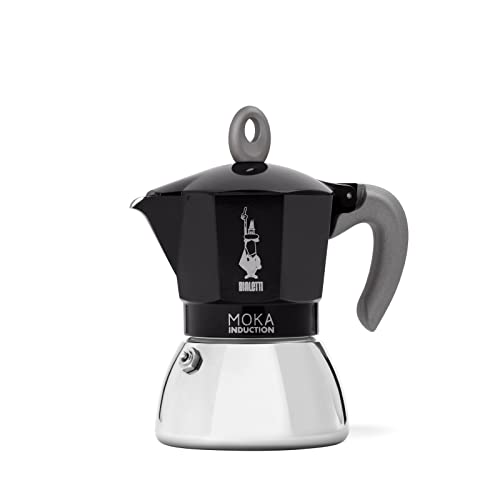 Bialetti 6936 New Moka Induction,Kaffeemaschine für Induktion geeignet,Aluminium/Stahl,6 Tassen,Black