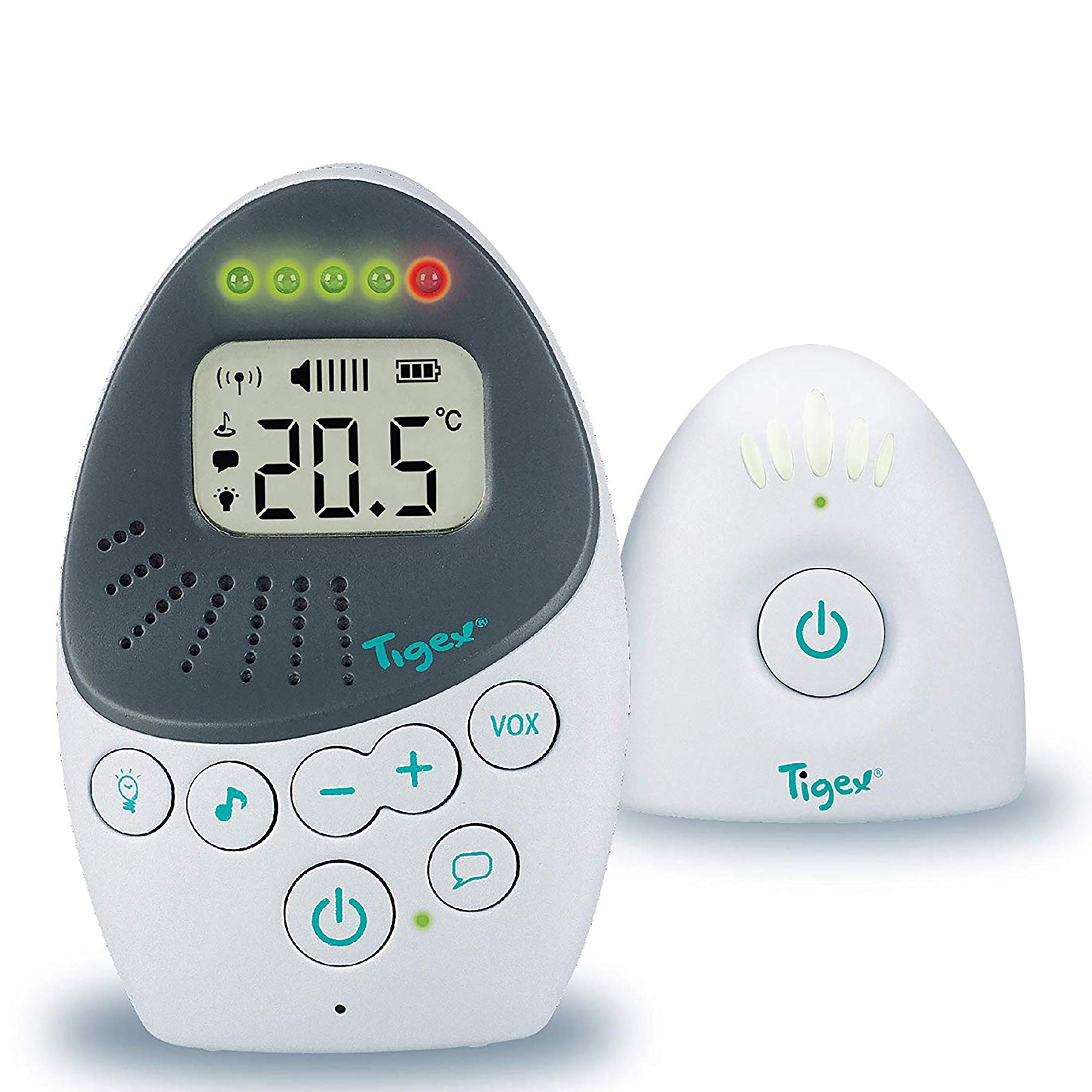 Tigex Babyphone Easy Protect Plus, Babyhörer, wiederaufladbar, mit Eco-Modus, Walkie-Talkie, Wiegenlied und Nachtlicht