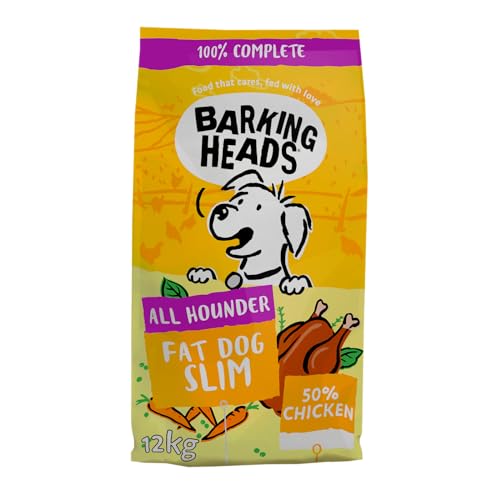 Barking Heads Fat Dog Slim, Diät Hundefutter für Hunde, 100% Natürliches Hundetrockenfutter mit Hühnerfleisch, Natürliche Tiernahrung für Ausgewachsene Hunde Aller Rassen, 12 kg