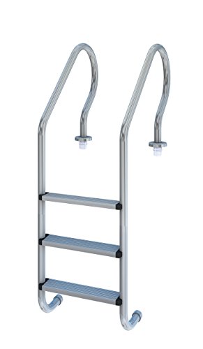 Productos QP - Poolleiter 3 Stufen, Leiter, Leiter aus Edelstahl, mit Verankerungen und Polstern, Leiterbreite 500 mm
