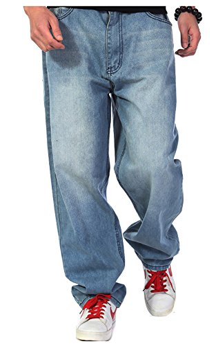 CYSTYLE 2018 Herren Hip Hop Jeanshose Hipster Style Baggy Jeans Rap Denim Straight Leg Loose Fit (Stil 1, W 44=Asia 46)