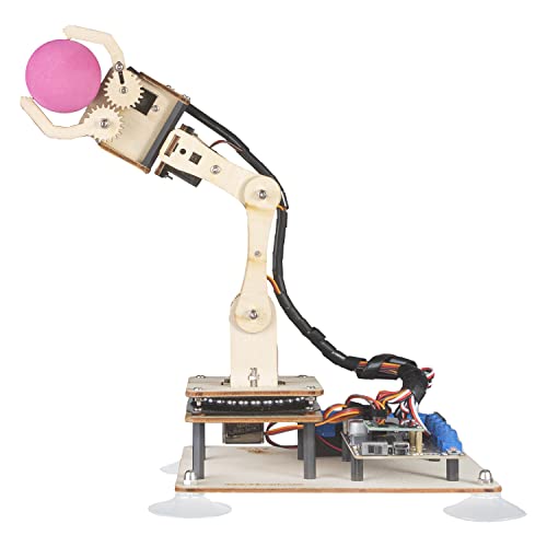 Adeept 5-DOF Roboterarm-Set, programmierbar, STEM, pädagogischer 5-Achsen-Roboterarm mit OLED-Display, DIY-Robotermodell, kompatibel mit Arduino IDE (PDF-Tutorial über Download-Link) (Holz)