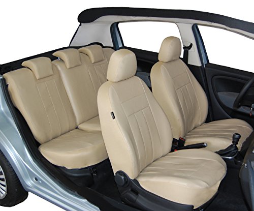 ERJOT Maßgefertigte Kunstleder Sitzbezüge kompatibel mit BMW 3er E46 Schonbezüge Autositzbezüge in Beige