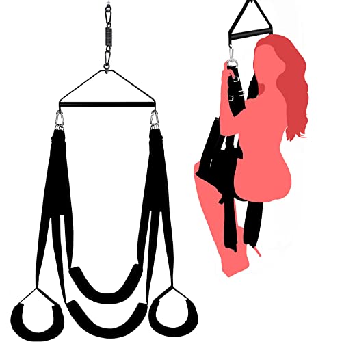 CWT Sex Swing for Couples 360 Degree Sex Swing for Adults with Frame Cover with Steel Triangular Frame and Feather Sex Restraint Set Adult Tools Holds up to 800 pounds Sexy Bondage Restraints BDSM
