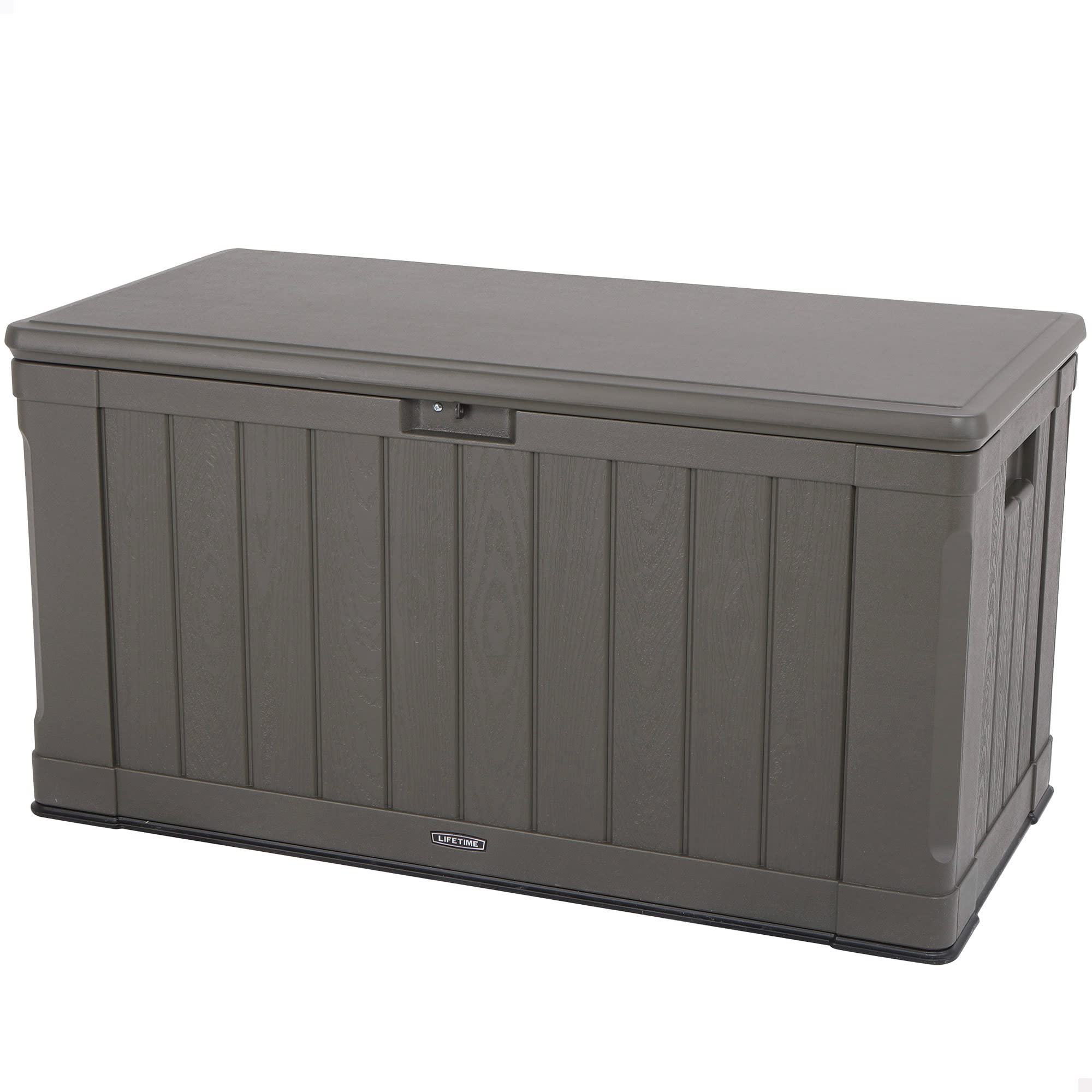 LIFETIME Auflagenbox & Kissenbox 440 Liter Fassungsvermögen | 64x128x67 cm Braun Kunststoff | Aufbewahrungsbox für Gartenutensilien