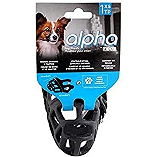 Zeus Alpha TPR Maulkorb für Hunde, Comfort Fit Design, verhindert Beißen, Bellen und Kauen, Schwarz, X Small, schwarz