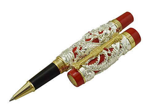 Jinhao Füllfederhalter Kugelschreiber, glatt, Drache und Phoenix, 3d- und Kalligraphie-Stift, Kugelschreiber, Business-Geschenk, 0,5 mm, Schwarz,