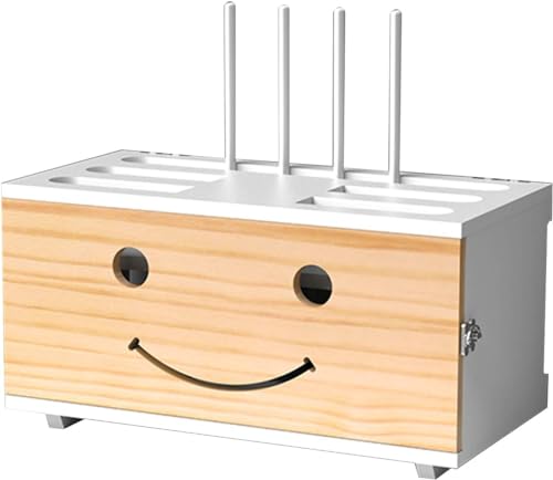 Router-Aufbewahrungsbox, Massivholz-Set-Top-Box-Rack, Netzkabel-Finishing-Box, Steckdosenaufbewahrung, zur Aufbewahrung von Steckdosenleisten, Kabeln, Kabelbox, Smiley #1
