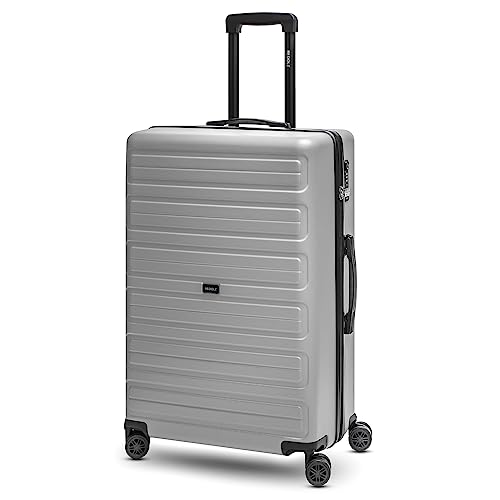 REDOLZ Essentials 08 Hartschalen Koffer Damen/Herren - Leichter Trolley 67 cm, hochwertiges ABS Material, 4 Doppelrollen & TSA-Schloss (Silver-Colored, Mittelgroßer Koffer)