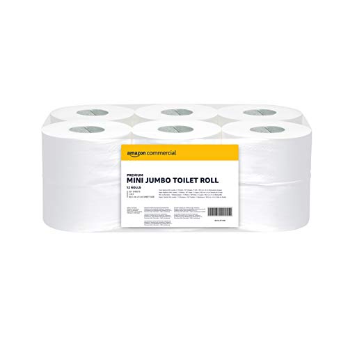 AmazonCommercial Toilettenpapier, 2 lagig -Mini Jumbo Rolle, 12 Rollen(557 Blatt pro rolle)