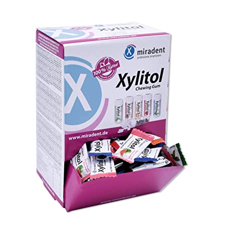 MIRADENT Zahnpflegekaugummi Xylitol Schüttbox, 200 Stück Alle Sorten