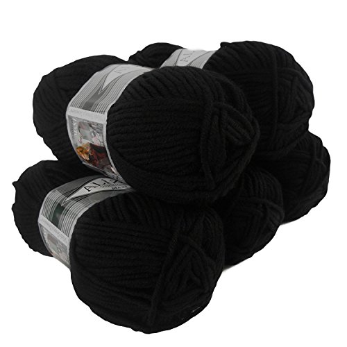 500g Strickgarn Strickwolle Alize Superlana Maxi 25% Wolle, Farbwahl, Farbe:60 schwarz