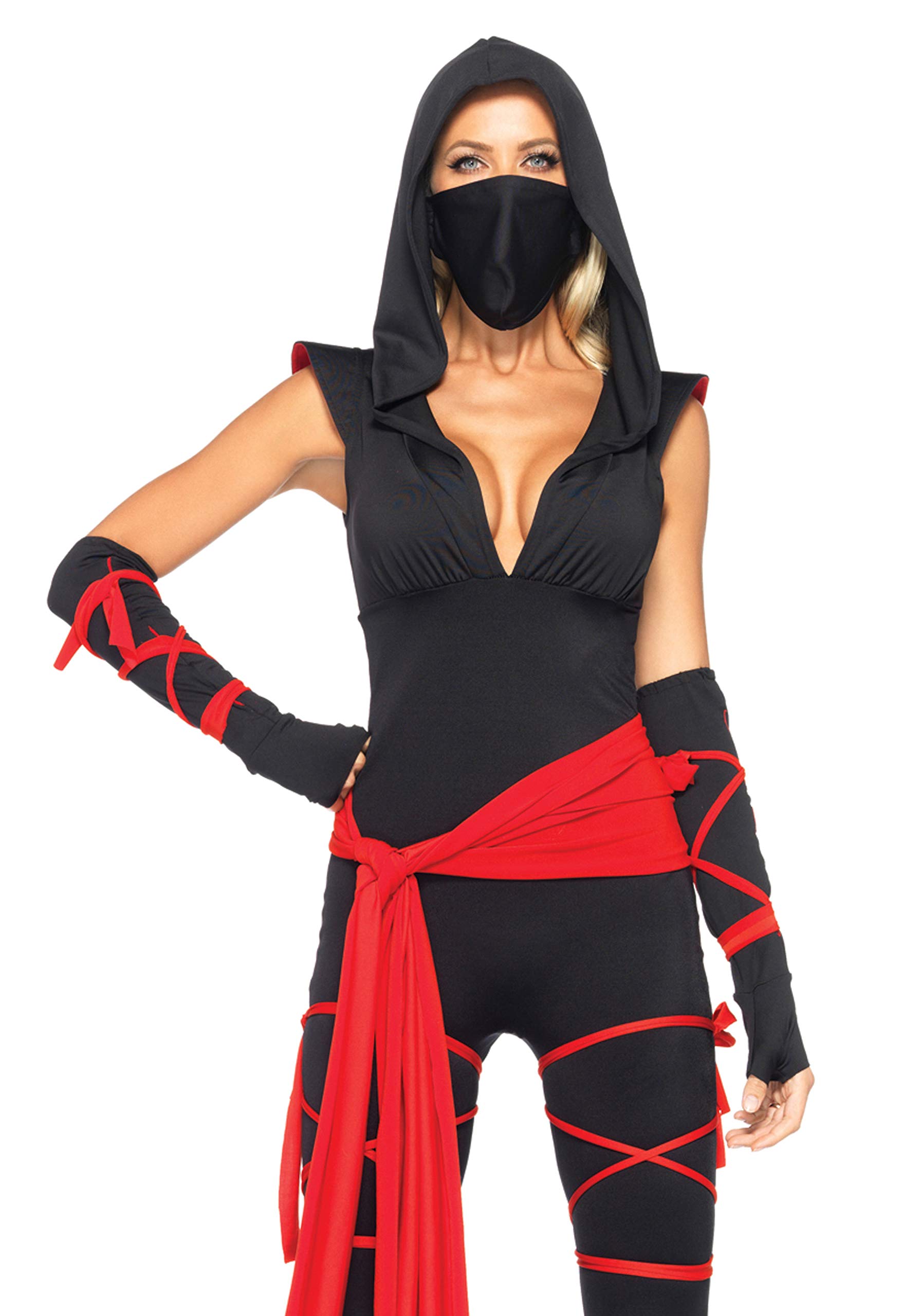 LEG AVENUE 85087 - 5TL. Tödliches Ninja Kostüm, Größe M, schwarz, Damen Karneval Fasching
