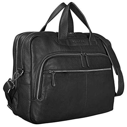 STILORD 'Lias' Umhängetasche Leder Herren Vintage 15,6 Zoll Businesstasche Laptoptasche groß Arbeit Büro Uni Antik Leder, Farbe:schwarz