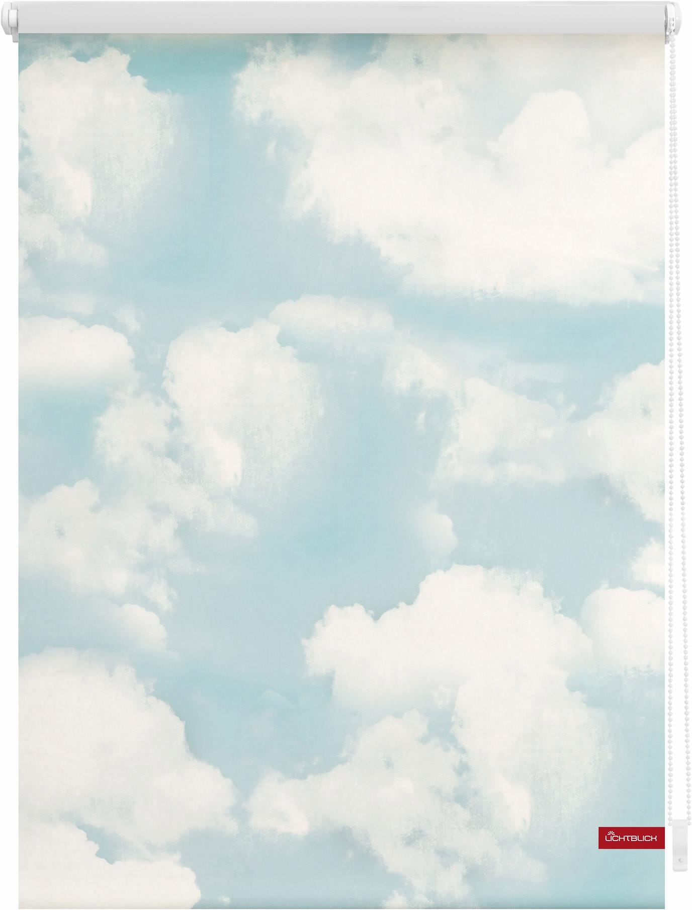 LICHTBLICK ORIGINAL Seitenzugrollo "Klemmfix Motiv Wolken", Lichtschutz, ohne Bohren, freihängend