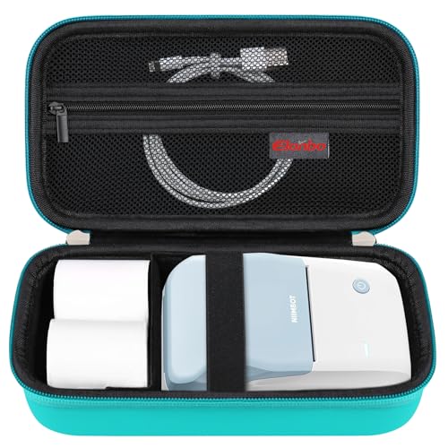 Elonbo Reisetasche für M110 / M120 Etikettenhersteller, tragbarer Bluetooth-Thermo-Barcode-Etikettendrucker, Aufbewahrungstasche, extra Netztasche, passend für Etikettenbandkabel, Grün (nur Hülle)