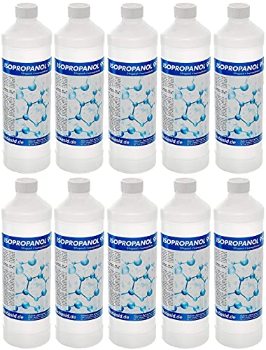Isopropanol 99,9% 10 x 1l Flaschen Isopropylalkohol 2-Propanol Reinigungsmittel, Lösungsmittel, Fettlöser, Lack- & Farb-Entferner Nagellack-Entferner Oberflächen-Reiniger